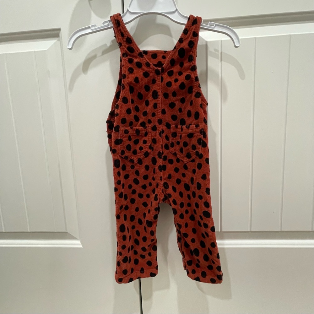 Hanna Anderson Corduroy Overalls. Animal print. Burnt Orange Size 12-18 Month - Picture 8 of 13